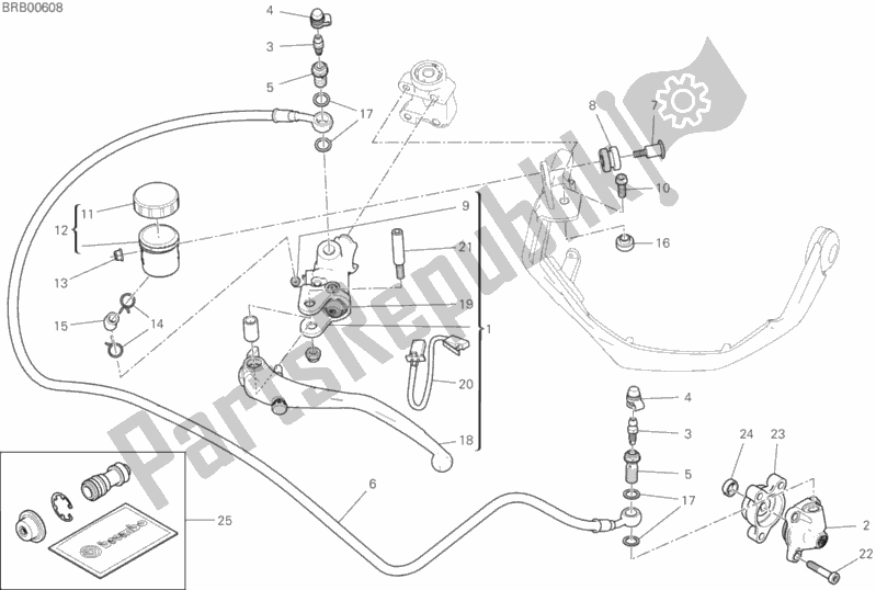 All parts for the Clutch Master Cylinder of the Ducati Multistrada 950 USA 2019